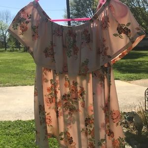 Flowery off the shoulder shirt